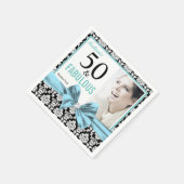 Vijftig en Fabulous zwart wit damast Verjaardag Servet (Hoek)