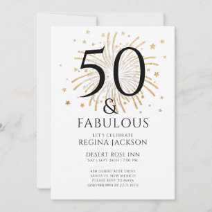 Vijftig en Fabulous Zwart Witte 50ste Verjaardagsf Kaart
