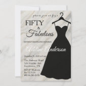 Vijftig en Fabulous Zwart Witte Marmer 50e Verjaar Kaart (Voorkant)