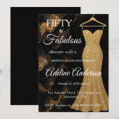 Vijftig en Fabulous Zwarte Gouden Marmer 50e verja Kaart (Voorkant / Achterkant)