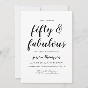 Vijftig en Fabulous Zwarte Script 50e Verjaardag Kaart