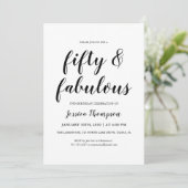Vijftig en Fabulous Zwarte Script 50e Verjaardag Kaart (Staand voorkant)