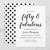 Vijftig en Fabulous Zwarte Script 50e Verjaardag Kaart (Voorkant / Achterkant)