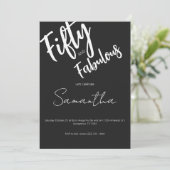 Vijftig en Fabulous Zwarte Script 50ste Verjaardag Kaart (Staand voorkant)