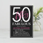 Vijftig en Fabulous Zwarte Script 50ste Verjaardag Kaart (Staand voorkant)