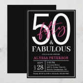 Vijftig en Fabulous Zwarte Script 50ste Verjaardag Kaart (Voorkant / Achterkant)