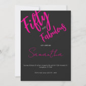 Vijftig en Fabulous Zwarte Script 50ste Verjaardag Kaart (Voorkant)