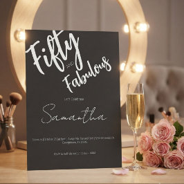Vijftig en Fabulous Zwarte Script 50ste Verjaardag Kaart