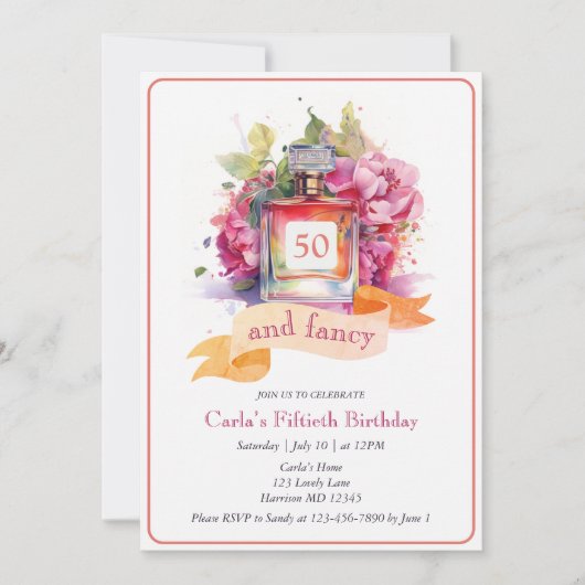 Vijftig en Fancy Leuke Vrouwen Verjaardag Kaart (Voorkant)