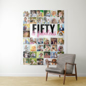 Vijftig en Fantastisch 40 Foto Collage Verjaardag Wandkleed (In situ)