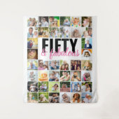 Vijftig en Fantastisch 40 Foto Collage Verjaardag Wandkleed (Voorkant)