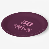 Vijftig en fantastisch Bourgondisch verjaardagsfee Papieren Bordje (Gekanteld)