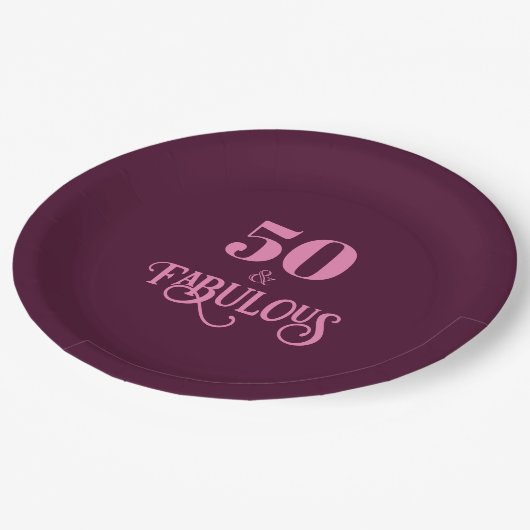 Vijftig en fantastisch Bourgondisch verjaardagsfee Papieren Bordje (Gekanteld)