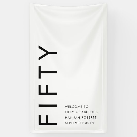 Vijftig en Fantastisch Cursief 50ste Verjaardagsfe Spandoek (Verticaal)