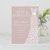 Vijftig en fantastisch! Dusty Pink & White 50ste v Kaart (Staand voorkant)