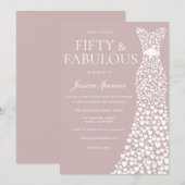 Vijftig en fantastisch! Dusty Pink & White 50ste v Kaart (Voorkant / Achterkant)