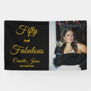 Vijftig en Fantastisch Foto 50ste Verjaardagsfeest Spandoek
