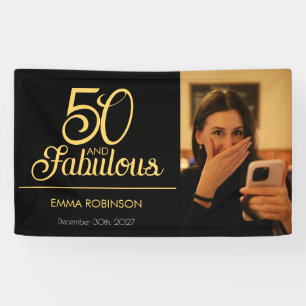 Vijftig en Fantastisch Foto 50ste Verjaardagsfeest Spandoek