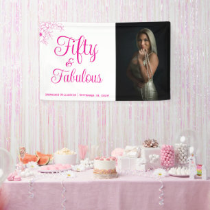 Vijftig en Fantastisch Foto Naam Datum Verjaardags Spandoek