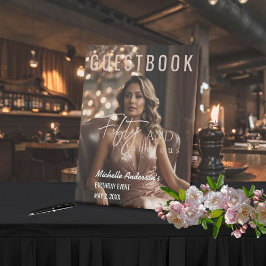 Vijftig en fantastisch gastenboek voetstuk teken reclamebord met voetstuk