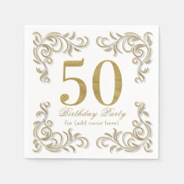 Vijftig en fantastisch gouden glitter verjaardagsf servet