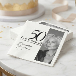 Vijftig en Fantastisch Naam Datum 50ste Foto Feest Servet