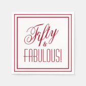 Vijftig en fantastisch! Rode rand 50ste verjaardag Servet (Voorkant)