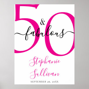 Vijftig en Fantastisch Roze 50ste Verjaardagsfeest Poster