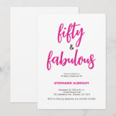 Vijftig en Fantastisch Script Roze 50e Verjaardags Kaart (Voorkant / Achterkant)