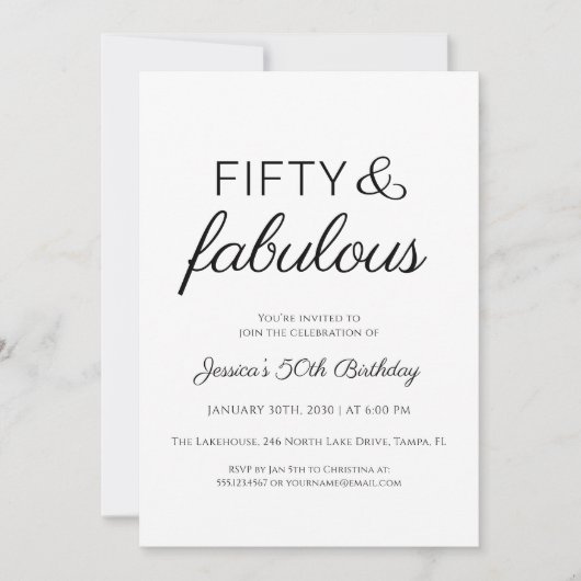 Vijftig en Fantastisch Script Tekst 50e Verjaardag Kaart (Voorkant)