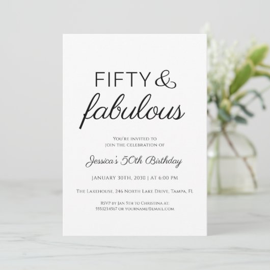 Vijftig en Fantastisch Script Tekst 50e Verjaardag Kaart (Staand voorkant)