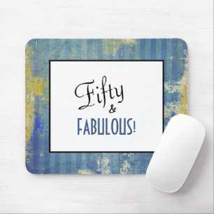 Vijftig en fantastisch! Verjaardag Fun Denim Blauw Muismat