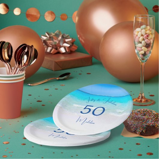 Vijftig en fantastische 50ste verjaardag Beach Sui Papieren Bordje (Multi)