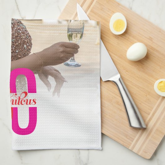 Vijftig en fantastische 50ste verjaardag foto theedoek (Quarter Fold)