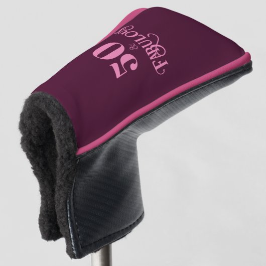 Vijftig en fantastische Bourgondische verjaardag Golfheadcover (3/4 voorkant)