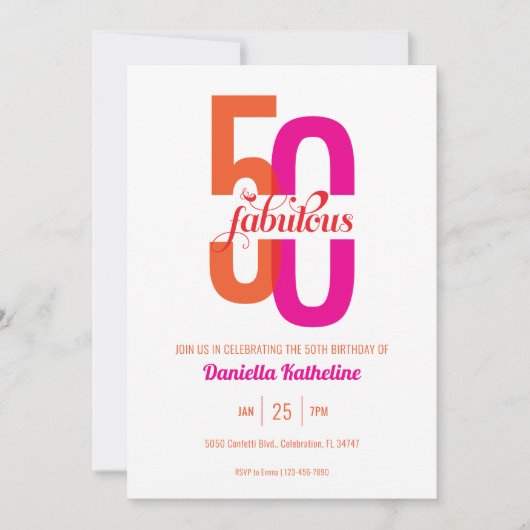 Vijftig en fantastische elegante 50ste verjaardag kaart (Voorkant)