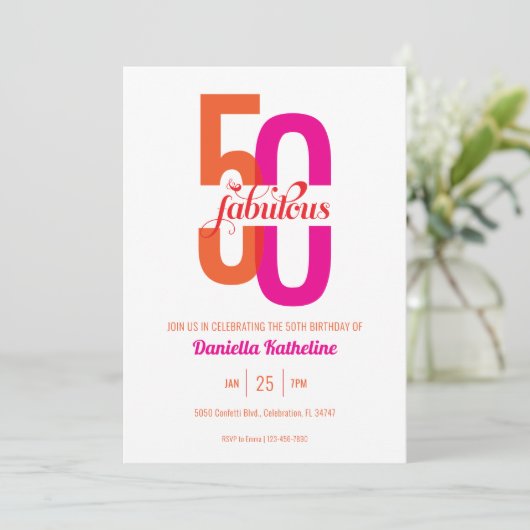 Vijftig en fantastische elegante 50ste verjaardag kaart (Staand voorkant)