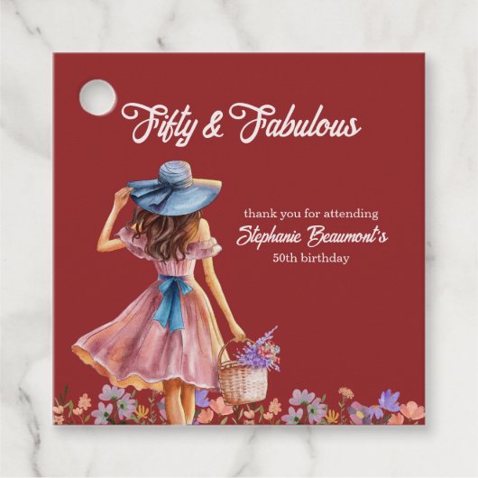 Vijftig en fantastische elegante vrouw 50ste verja bedankjes labels (Voorkant)