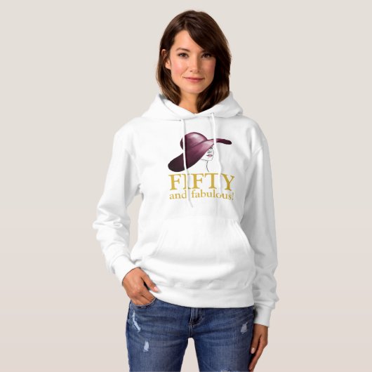 Vijftig en fantastische elegante vrouw eregast hoodie (Voorkant volledig)