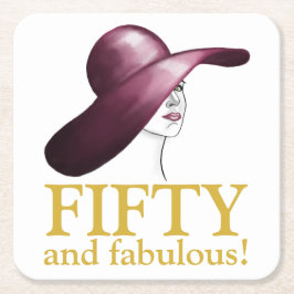Vijftig en fantastische elegante vrouw kartonnen onderzetters