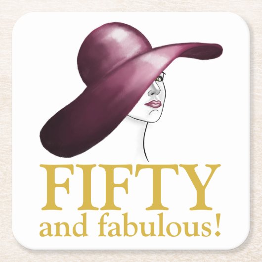 Vijftig en fantastische elegante vrouw kartonnen onderzetters (Voorkant)