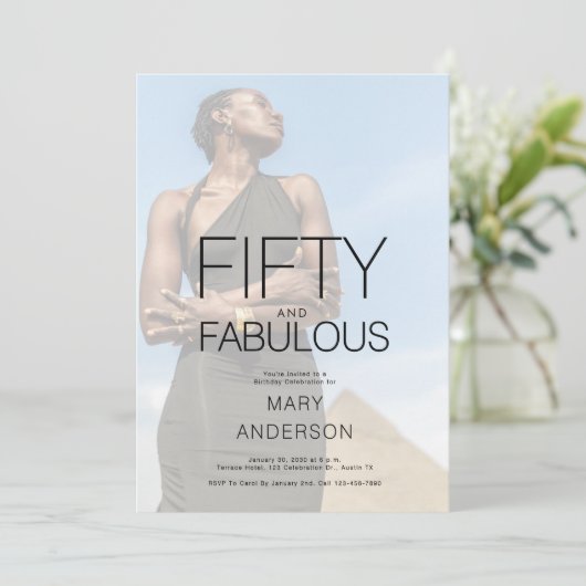 Vijftig en fantastische foto 50ste verjaardagsfees kaart (Staand voorkant)