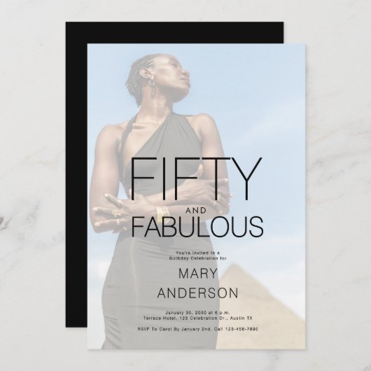 Vijftig en fantastische foto 50ste verjaardagsfees kaart (Voorkant / Achterkant)