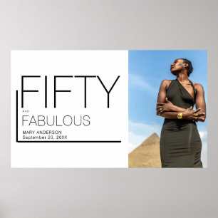 Vijftig en fantastische foto 50ste verjaardagsfees poster