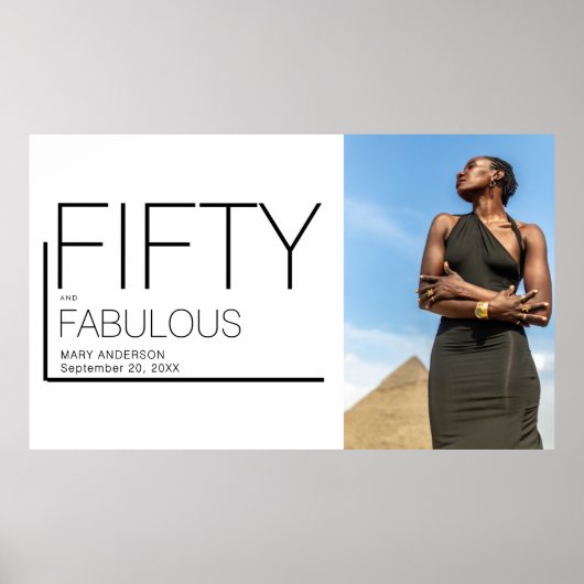 Vijftig en fantastische foto 50ste verjaardagsfees poster (Voorkant)