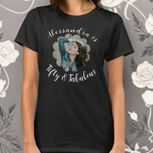 Vijftig en fantastische foto monogram kalligrafie t-shirt