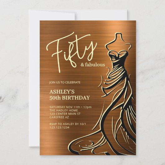 Vijftig en fantastische jurk koper 50ste verjaarda kaart (Voorkant)
