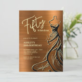 Vijftig en fantastische jurk koper 50ste verjaarda kaart (Staand voorkant)