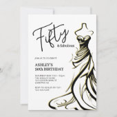 Vijftig en fantastische jurk zwart wit 50ste verja kaart (Voorkant)