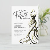 Vijftig en fantastische jurk zwart wit 50ste verja kaart (Staand voorkant)